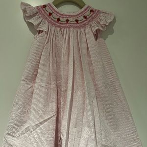 Seersucker Pink Smocked dress - Size 5
